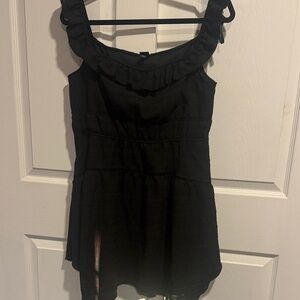wild fable Black Ruffle-Trim Casual Sundress
